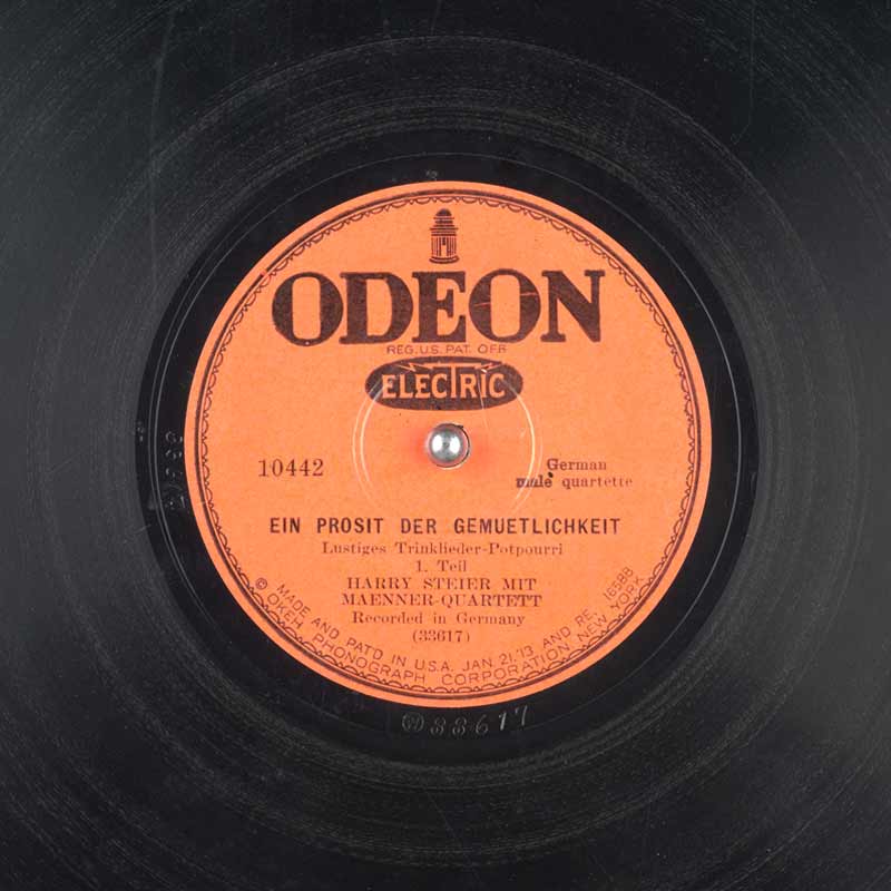 Disco 78 rpm "ein prosit, der gemuetlichkeit; trinklieder, Harry Steier