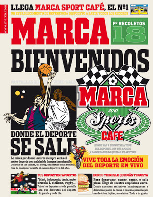 Primera plana del MARCA diseñada para la animación en el video-wall de presentación﻿ del MARCA Sports Café.