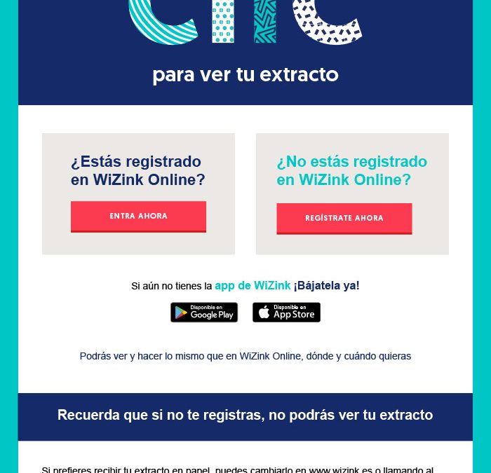 WiZink Bank :: Campaña disponibilidad de extracto electrónico