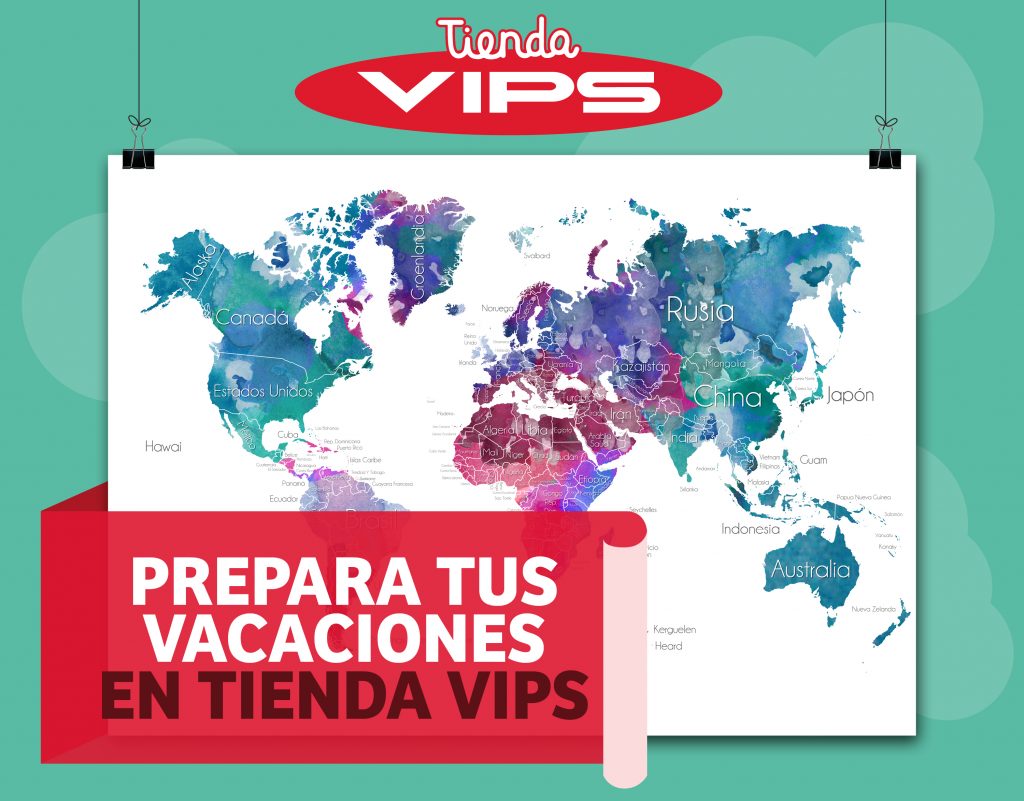 symp: banner promocional mapamundi vacaciones para VIPS Tienda