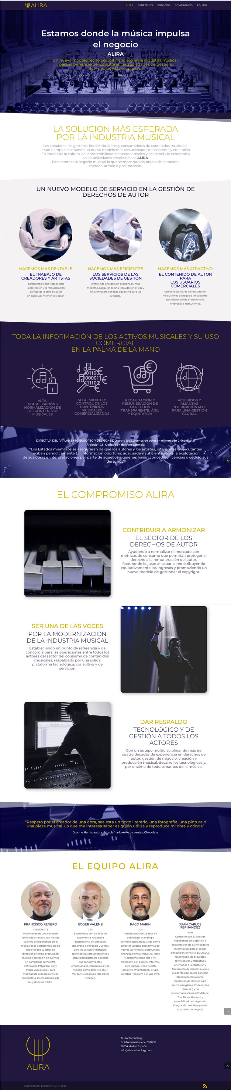 ALIRA Technology. Creación, redacción y diseño de landing page web