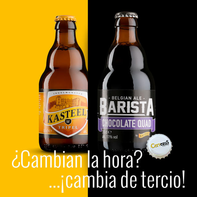 CervezuS. Blog posts para Kasteel Barista Chocolate Quad y Kasteel Tripelcon motivo del cambio de hora