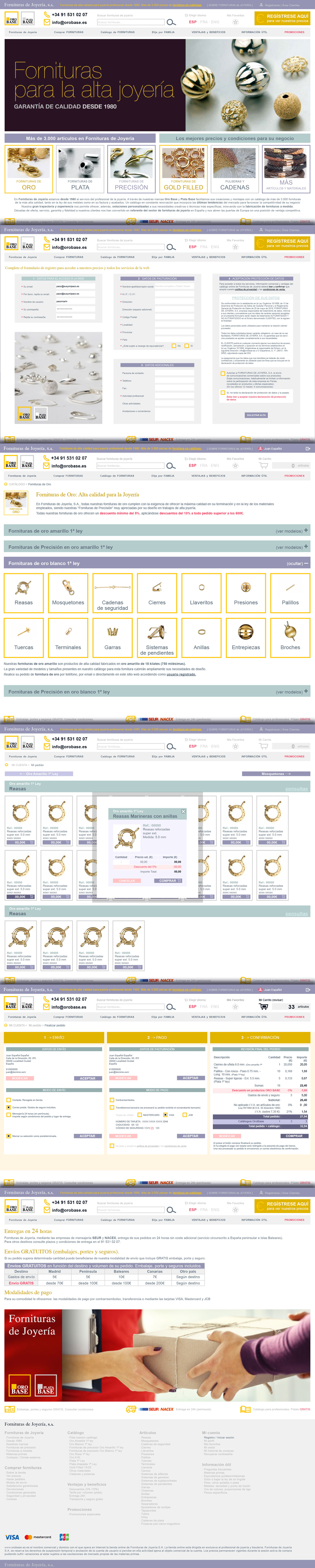 Fornituras de Joyería. Catálogo web: Prototipos de páginas web formato desktop