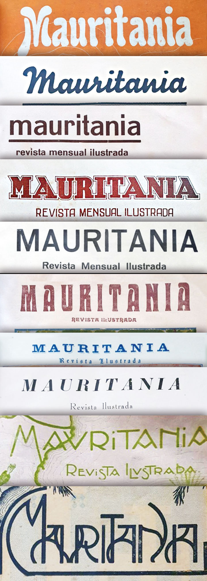 Tipografías de las cabeceras de la Revista Mauritania