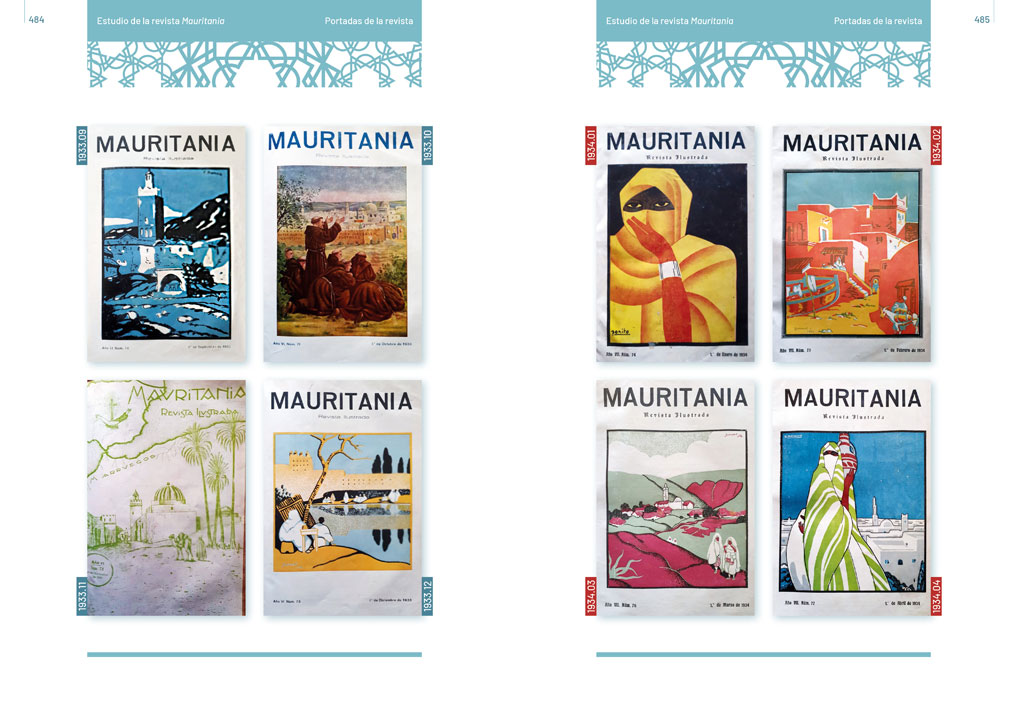 symp: páginas de portadas en la maquetación del libro “Revista Mauritania”