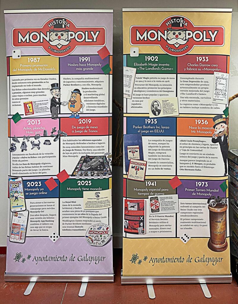 Paneles educativos para la exposición Historia del Monopoly en el Centro Cultural La Pocilla del Ayuntamiento de Galapagar