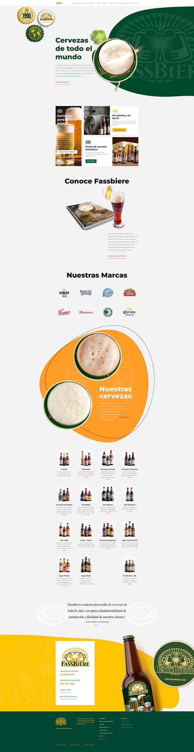 Diseño, redacción creativa y contenidos para el sitio web de Fassbiere: página de inicio